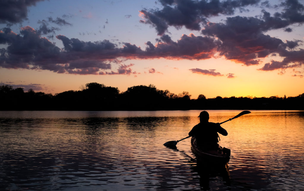 Kayaking on Lake of the Isles in Minneapolis.