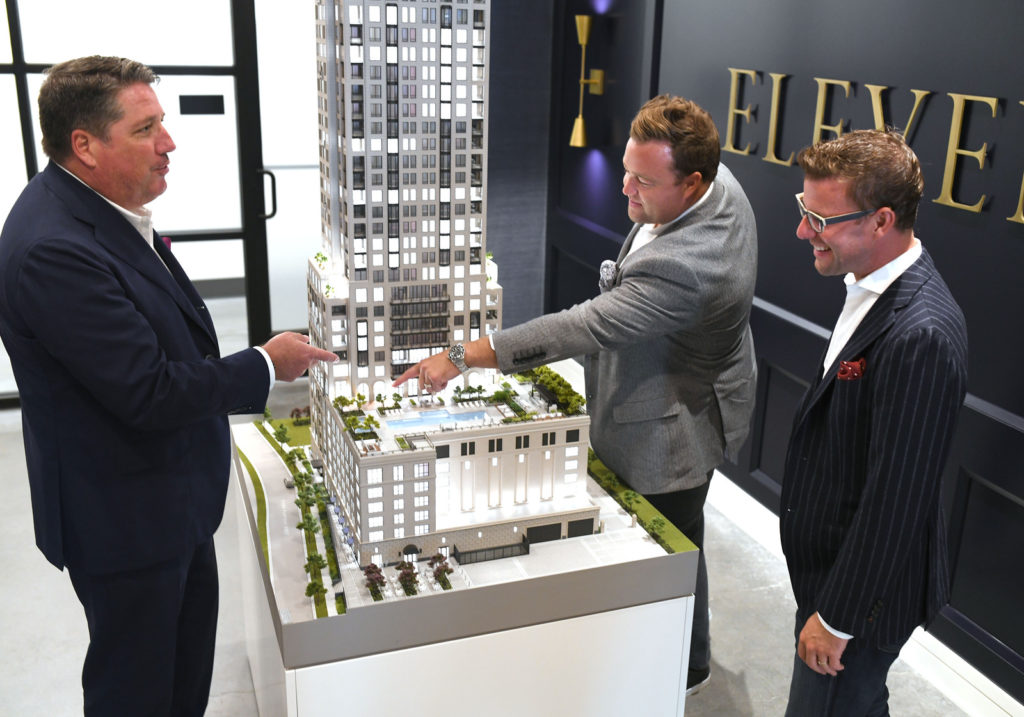 John Wanninger, Kevin Mullen, and Ben Ganje at the Eleven Minneapolis Condo Tower Sales Gallery.